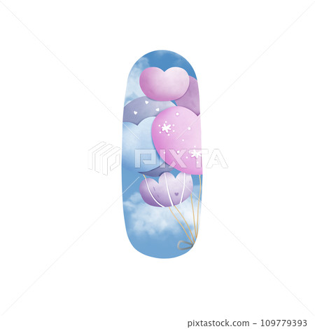 Alphabet letter I with bunch of balloons  109779393