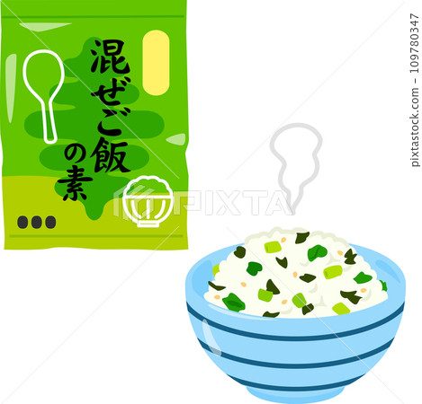 Mixed rice base and mixed rice in a bowl 109780347