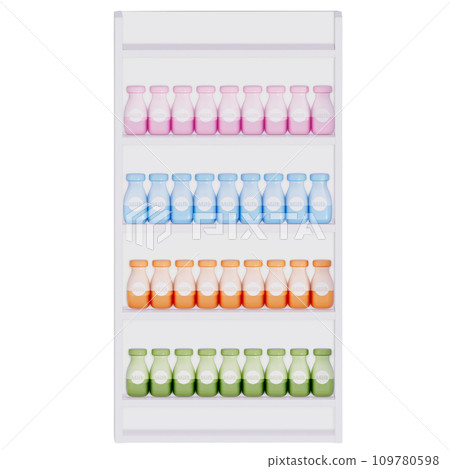 Groceries theme 3D milk product, Milk Shelves on a transparent background, 3D rendering 109780598