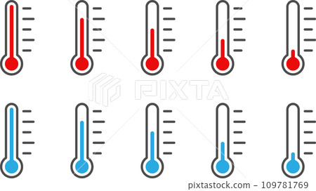 Set of red and blue thermometers 109781769