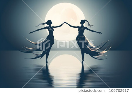 AI-generated content. Graceful moonlit dancers, moving in perfect synchrony with the celestial rhythms - Generative AI AI-generated content. Graceful moonlit dancers, moving in perfect synchrony with the celestial rhythms - Generative AI 109782917