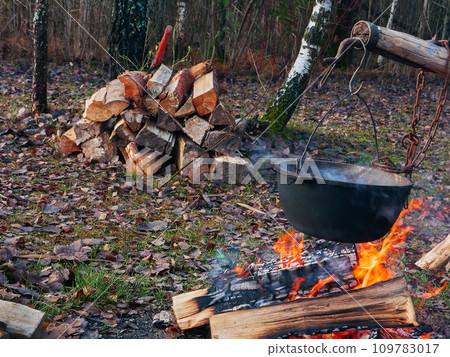 Cooking Fish Soup On The Fire 109783017