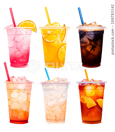 Various types of take-out soft drinks-2 109783142
