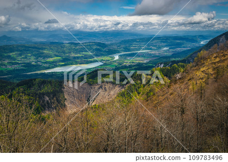 Drava river view from the Golica mountain, Jesenice, Slovenia Drava river view from the Golica mountain, Jesenice, Slovenia 109783496