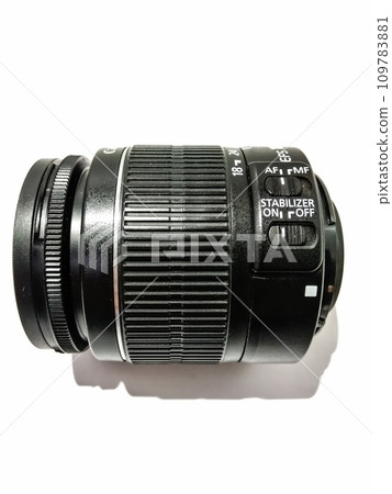 A picture of dslr lens isolated on white background A picture of dslr lens isolated on white background 109783881