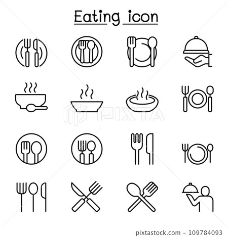Eating icon set in thin line style Eating icon set in thin line style 109784093