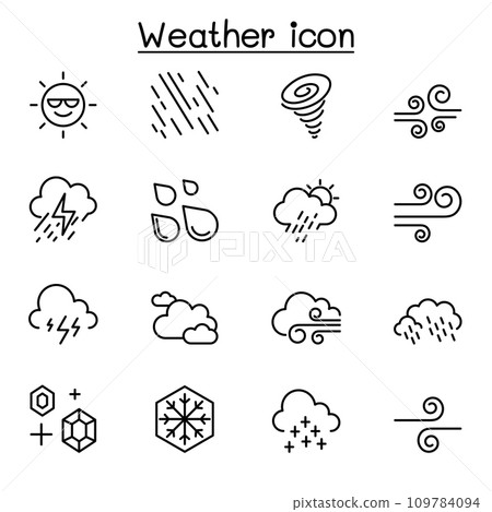 Weather icon set in thin line style 109784094