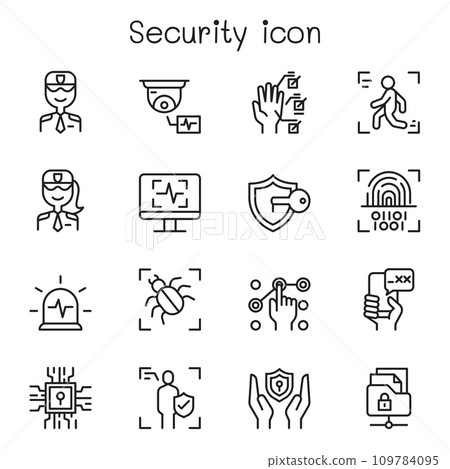 Security icon set in thin line style Security icon set in thin line style 109784095