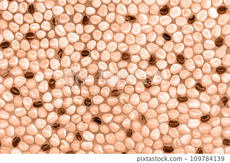 Polished pebbles background. Color of the Year 2024 Peach Fuzz 109784139