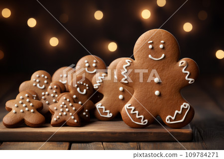 Top view of ginger bread. Food and Christmas decoration concept. 109784271