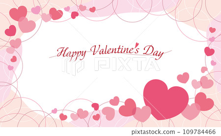 Valentine frame banner with cute hearts and line circles/pink Valentine frame banner with cute hearts and line circles/pink 109784466