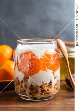 Yogurt with mandarin orange jar Yogurt with mandarin orange jar 109784626