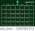 2024 年 8 月黑板粉筆日曆 109785372