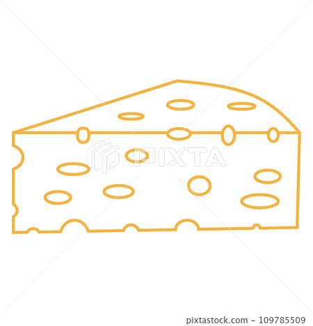 Cartoon outlines piece cheese for mousetrap, cheese bait for mice 109785509