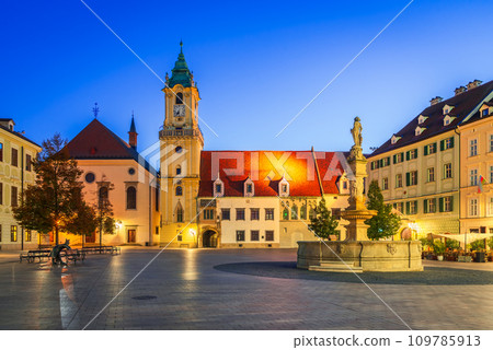Bratislava, Slovakia. Old Town Hall in Main Square, Hlavne Namestie Bratislava, Slovakia. Old Town Hall in Main Square, Hlavne Namestie 109785913