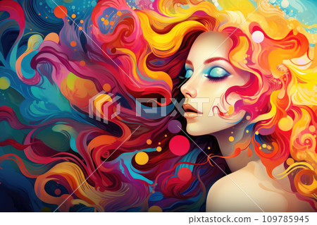 Woman with Bright Red Hair and Bright Blue Eyes. Generative AI 109785945