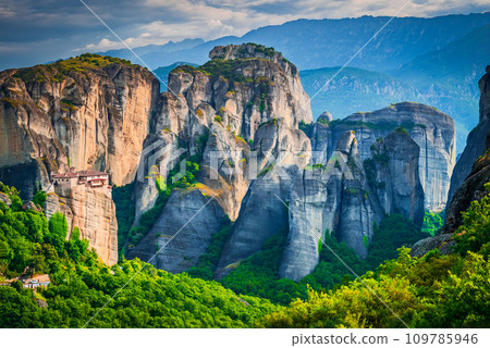 Meteora, Greece. Monastery of Roussanou, world Greek heritage. Meteora, Greece. Monastery of Roussanou, world Greek heritage. 109785946