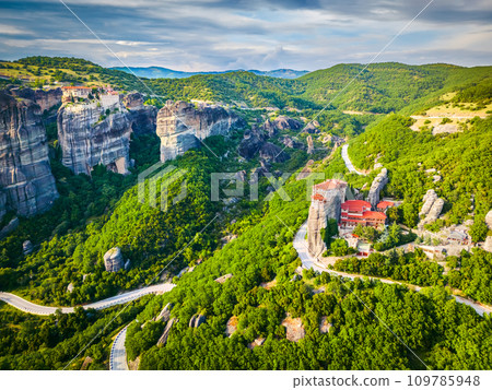 Meteora, Greece. Monastery of Roussanou, world Greek heritage. 109785948