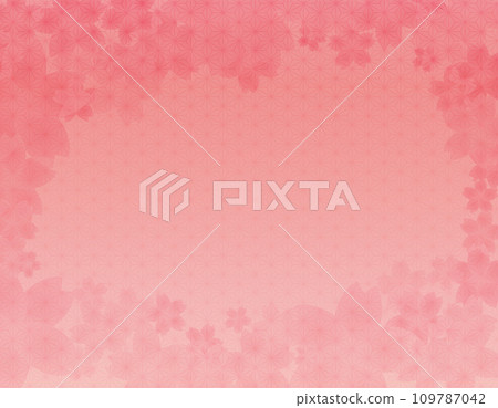 Japanese pattern background illustration of cherry blossom petals Pink gradation background Japanese pattern background illustration of cherry blossom petals Pink gradation background 109787042