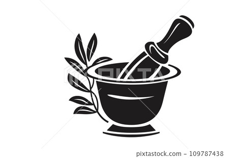 Pestle and mortar illustration vector logo,Illustration of mortar pestle simple icon logo for any design 109787438