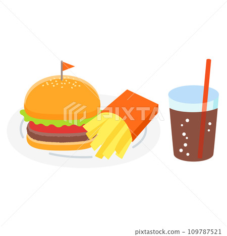 hamburger set on a plate 109787521