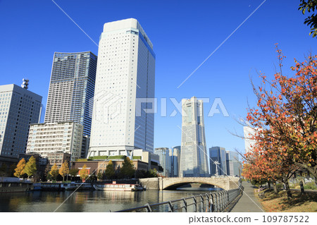 Minato Mirai seen from the canal (Nishi Ward, Yokohama City, Kanagawa Prefecture, winter) 109787522