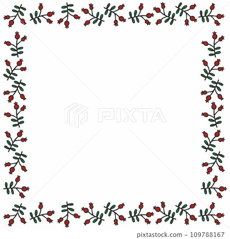 Christmas square frame with holly berries. Empty space. Christmas square frame with holly berries. Empty space. 109788167