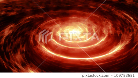 Abstract yellow orange swirling twisted vortex energy magical cosmic galactic bright glowing spinning tunnel made of lines, background 109788681