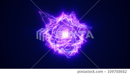 Abstract glowing looped light hi-tech energy purple sphere atom clot of energy from lines and particles futuristic, abstract background Abstract glowing looped light hi-tech energy purple sphere atom clot of energy from lines and particles futuristic, abstract background 109788682