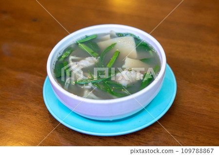 Spicy bamboo shoot soup with mushroom, Local Thai food Spicy bamboo shoot soup with mushroom, Local Thai food 109788867