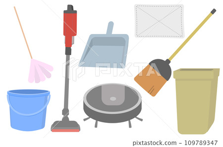 Illustration set of cleaning tools 109789347