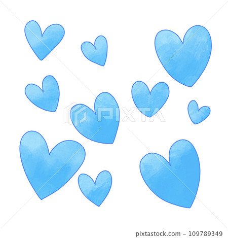 可愛的淺藍色心形 109789349
