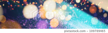 Abstract light celebration background with defocused golden lights for Christmas, New Year, Holiday, party 109789465