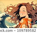 Japanese style illustration, smiling woman [AI generated image] 109789582