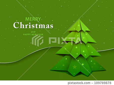 Green Paper Christmas Origami Tree 109789878