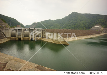 Embankment of Shichikashuku Dam and Lake Shichikashuku Embankment of Shichikashuku Dam and Lake Shichikashuku 109790159