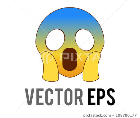 Gradient yellow and blue scary character face icon Gradient yellow and blue scary character face icon 109790177