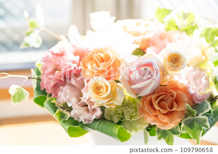 A cute, brightly colored flower arrangement A cute, brightly colored flower arrangement 109790658
