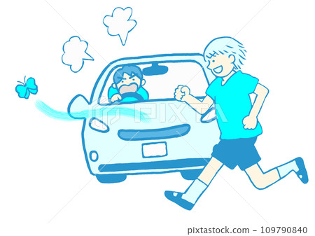 發展障礙 一個患有多動症的男孩在找到他感興趣的東西後跑到路上的簡單例子 109790840