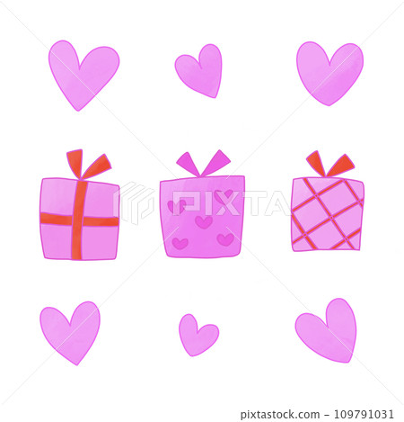 Valentine's day gift and heart set Valentine's day gift and heart set 109791031