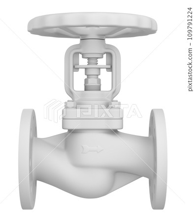 Clay render of industrial valve isolated on white background - 3D illustration 109791224