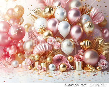 background with balloons and confetti background with balloons and confetti 109791482