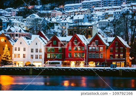 Yachts moored in harbour of Bergan, Norway Yachts moored in harbour of Bergan, Norway 109792166
