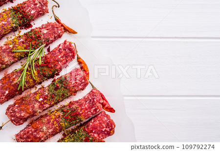 Raw kebab with spices 109792274