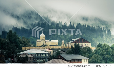 View on Saint Nicholas church in Mestia 109792322