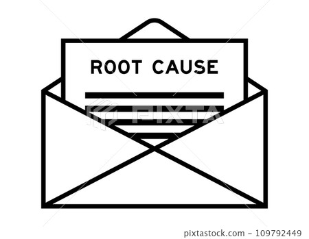 Envelope and letter sign with word root cause as the headline 109792449