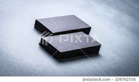Stacks of black blank business cards 109792556