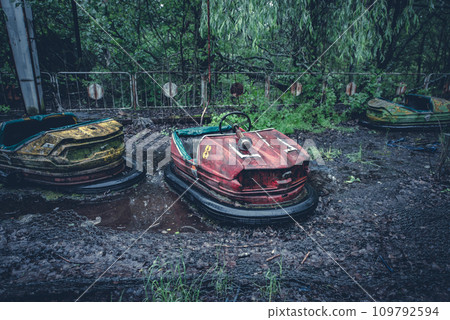 radioactive cars in amusement park in Chernobyl radioactive cars in amusement park in Chernobyl 109792594