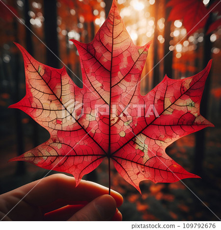 maple leaf in hand 109792676