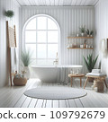 modern interior with empty white bathtub 109792679